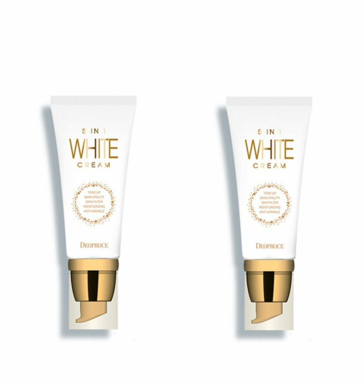 Deoproce 5 in 1 White Cream Крем для лица, осветляющий, многофункциональный, 50 гр, 2 штуки.