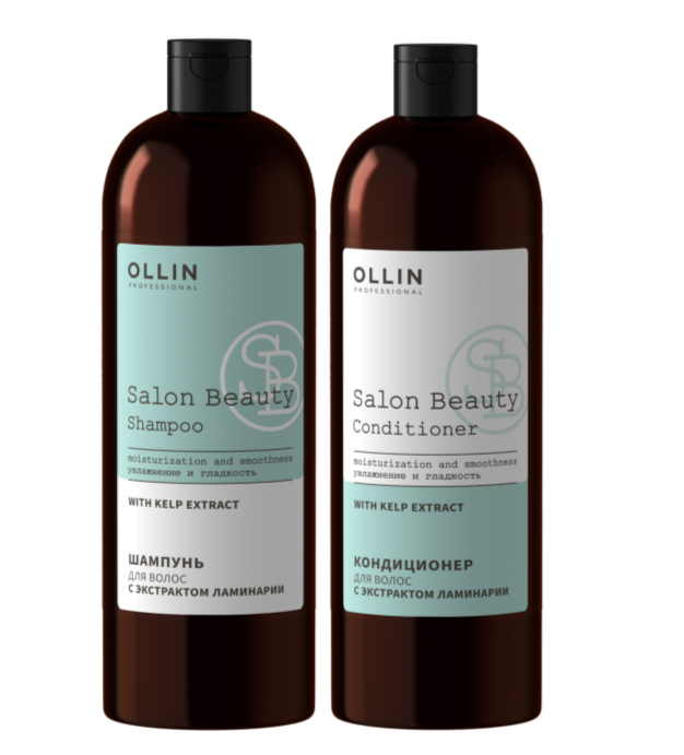 Набор Ollin Profession Salon Beauty для гладкости волос с экстрактом ламинарии Шампунь, Кондиционер 2*1000 мл