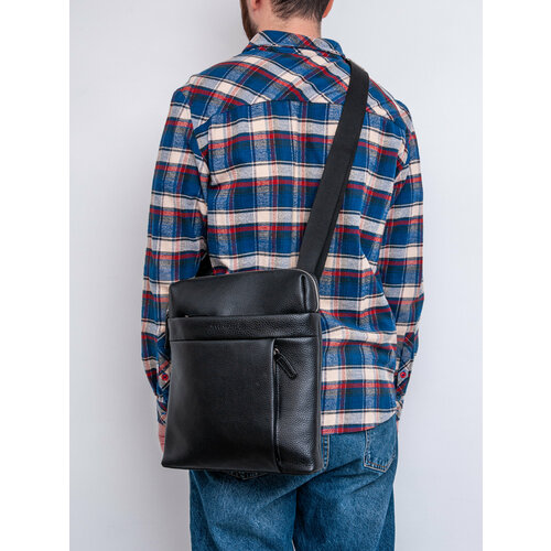 Сумка планшет Модная мужская сумка планшет 131916, фактура зернистая, серый, черный