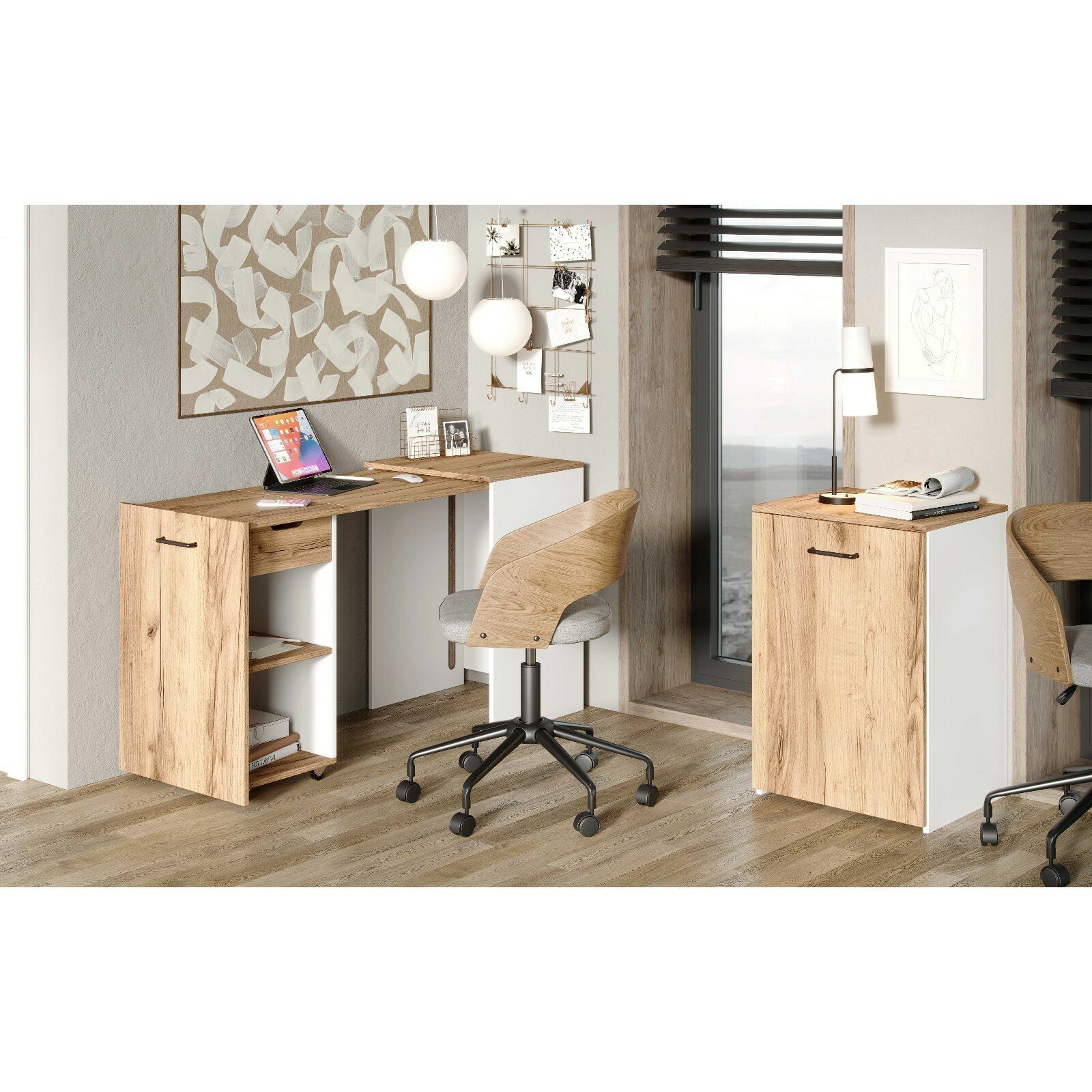 фото Стол-трансформер, 440(1400)х520х770, Дуб крафт золотой/ Белый 1шт.