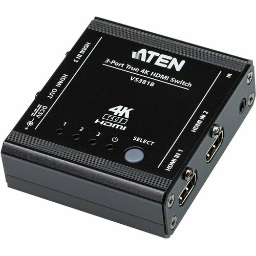 ATEN VS381B, Переключатель, электрон, HDMI, 3 1 телевизор/панель/ монитор/проектор, без шнуров, (1920x1200 60Hz,480P/720P/ 1080i/1080P, HDMI