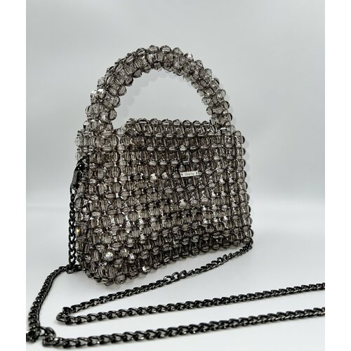 Сумка кросс-боди , фактура плетеная, серый