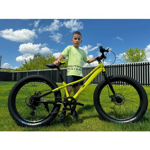 Велосипед фэтбайк Fatbike Time Try TT2747s 24 Рама 12 Спортивный Взрослый Детский Подростковый желтый 22900₽