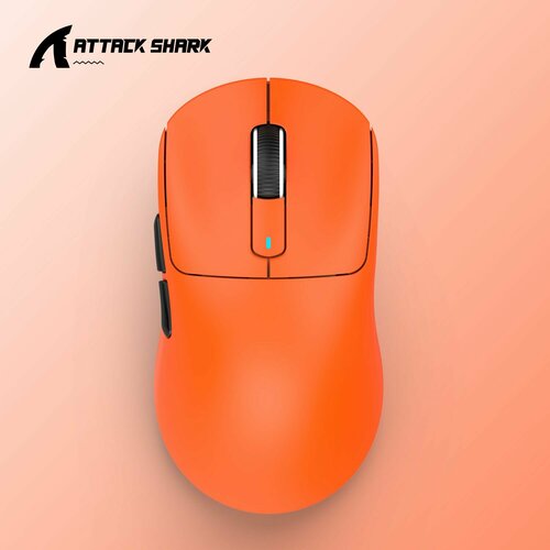Беспроводная игровая мышь Attack Shark X3, Bluetooth + 2.4Ghz USB, 26000Dpi, ультралегкая, оранжевый + черные грипсы