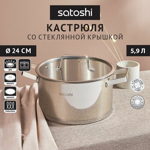фото Кастрюля с крышкой 5,9 л, индукция satoshi kitchenware