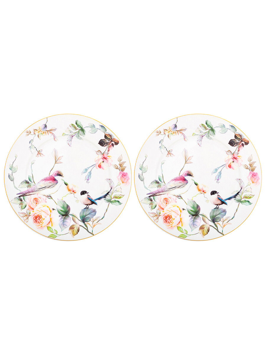 фото Набор 2 тарелок для закуски 20,5х20,5х1,5 см Elan Gallery Певчие птички