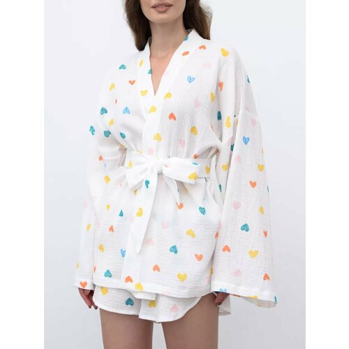 фото Пижама для кормящих мам mimi pajamas new, размер s, белый, желтый, оранжевый, розовый, голубой