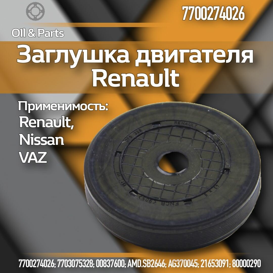 Заглушка двигателя крышка малая ГБЦ распредвала Рено - Renault MASTER II