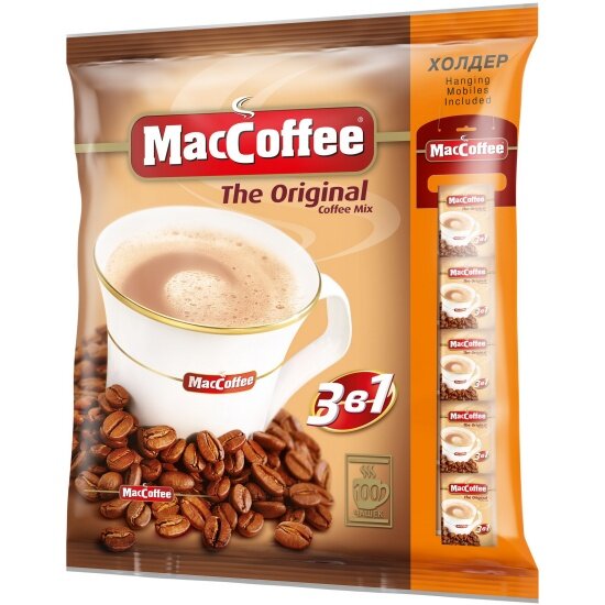 Кофейный напиток Maccoffee Оригинал 3 в 1 растворимый 100 шт — фото 1