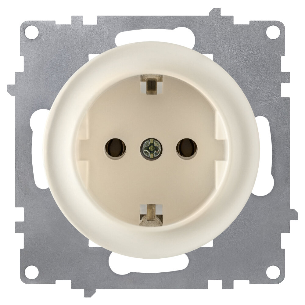 Розетка с заземлением OneKeyElectro винтовые контакты цвет бежевый