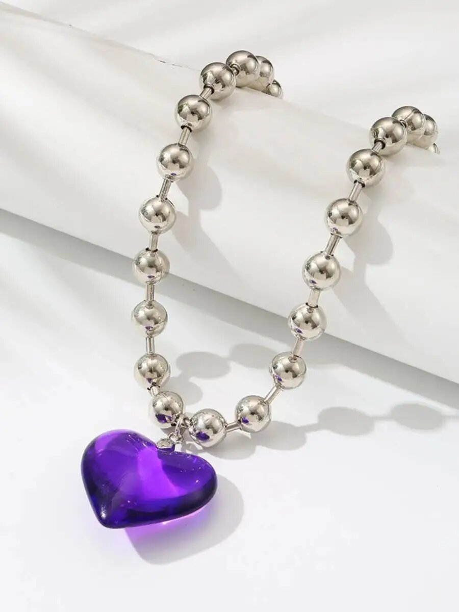 Чокер, длина 42 см, фиолетовый/серый — фото 1