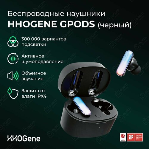 HHOGene Беспроводные наушники с настраиваемой LED панелью цвет черный 9490₽