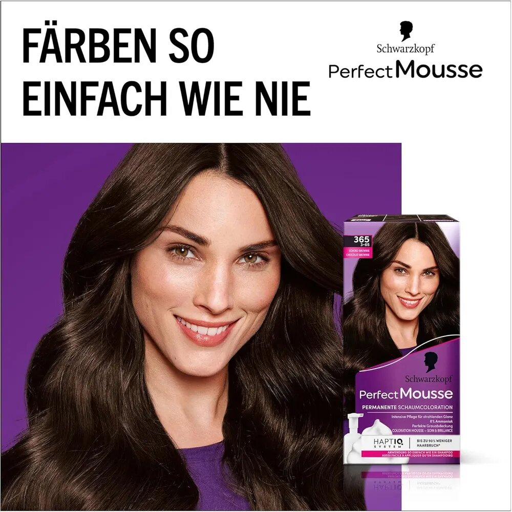 Schwarzkopf Perfect Mousse тон 365 Краска-мусс для волос, Шоколадный Брауни — фото 1