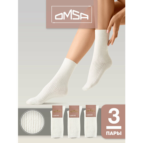 фото Носки omsa omsa comfort, комплект, 3 пары, размер 35/38, слоновая кость