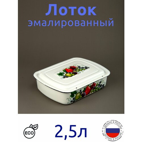 Лоток эмалированный 25л для холодца с рисунком Фрукты 1872₽
