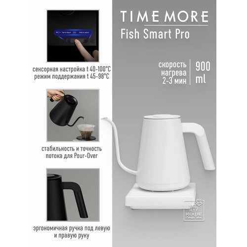 Чайник электрический Timemore Fish Smart Pro 900 мл белый 70THP070AA002 16720₽