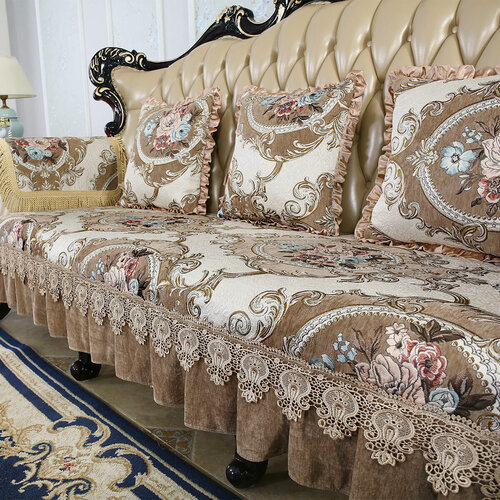 Изображение товара Чехол для мебели AiWinsure Чехол на диван с подлокотниками без подлокотников Жаккард из синели Нескользящий