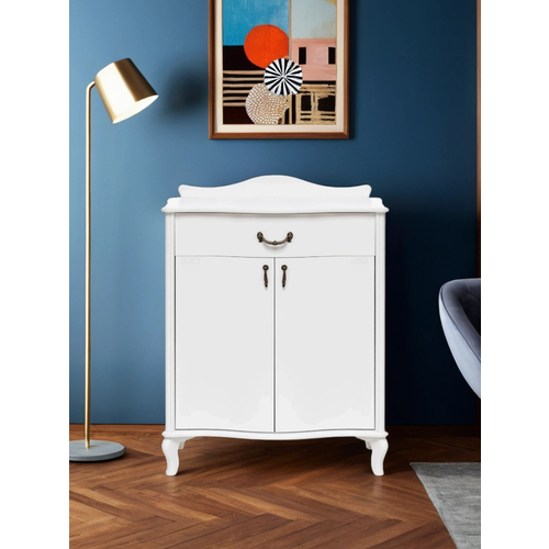 Комод K-Home, МДФ, в классическом стиле, с распашными дверцами и выдвижным ящиком, молочный дуб