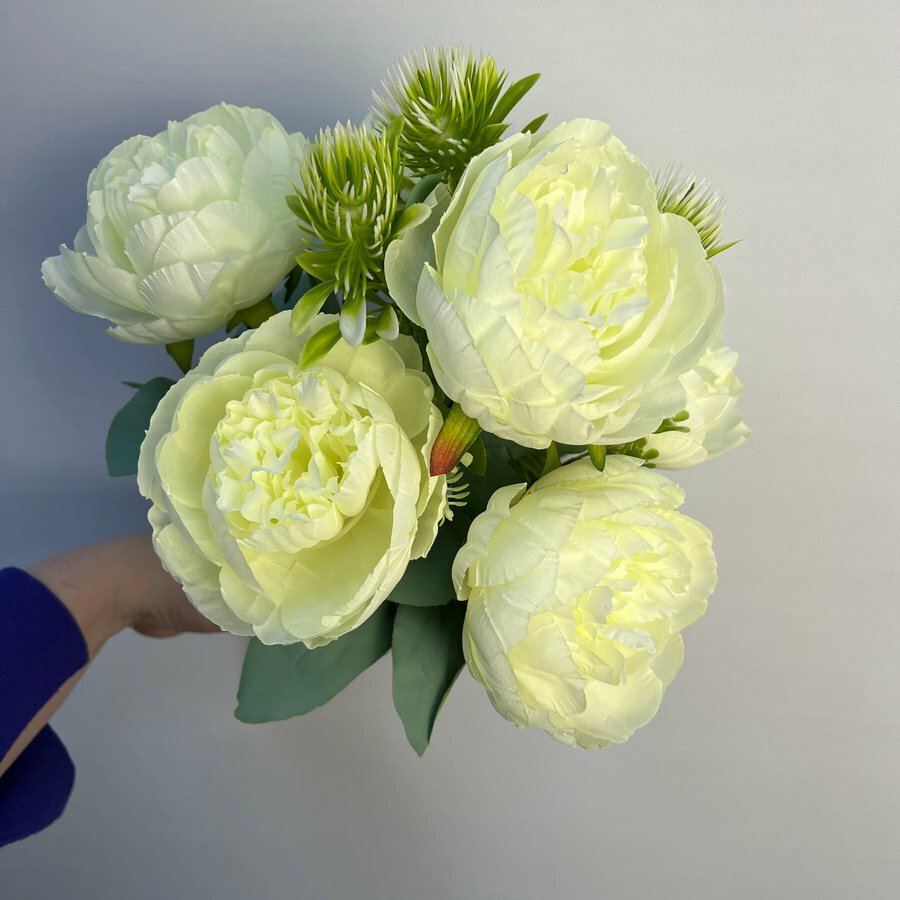 Искусственные пионы 6 цветков, цвет микс