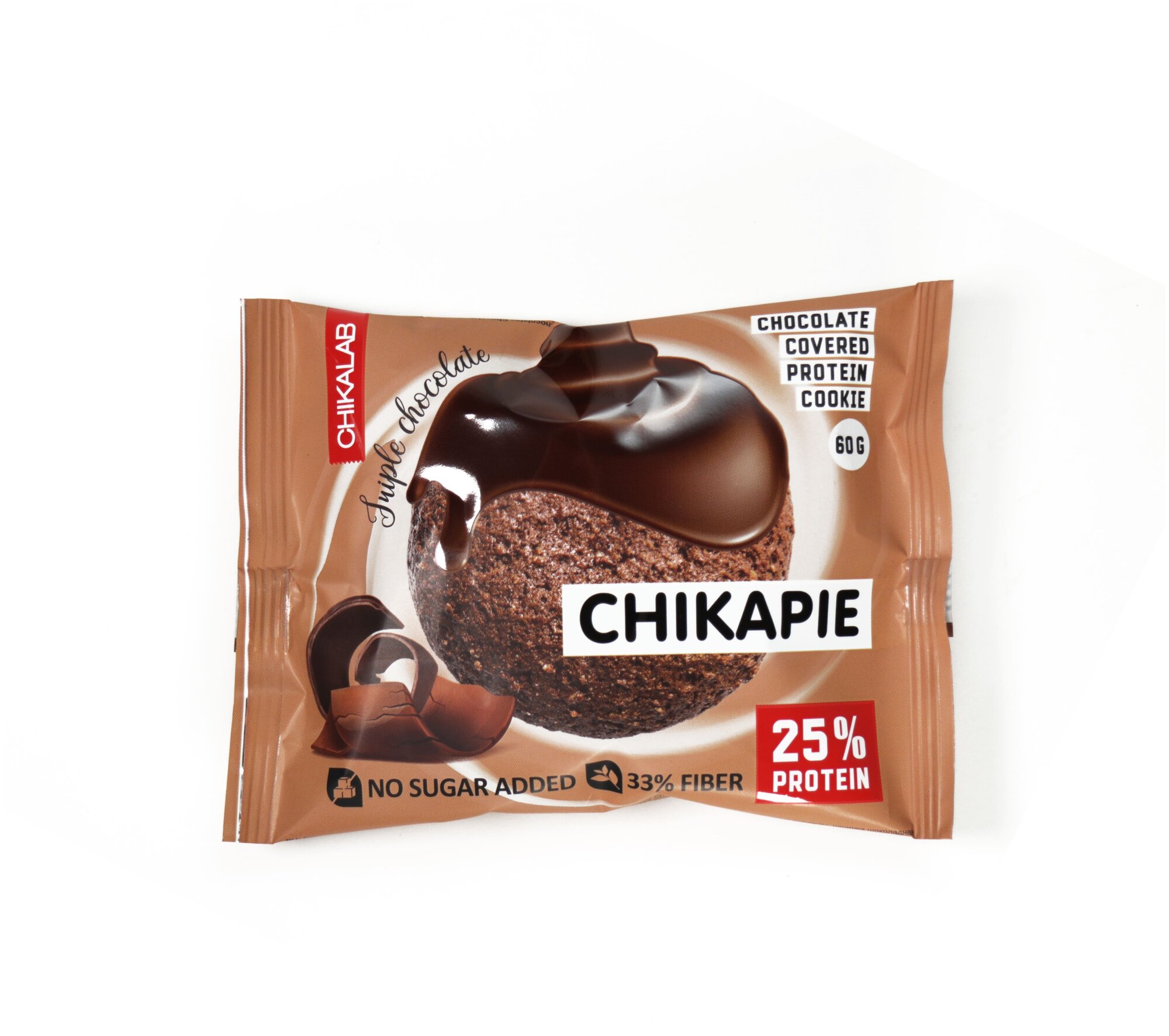 Печенье Chikalab "Chikapie", протеиновое, тройной шоколад, без сахара, 60 г