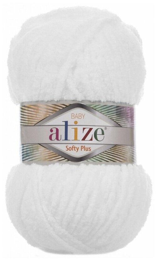 Пряжа Alize Softy Plus, 100 г, 120 м, 5 шт., 55 белый