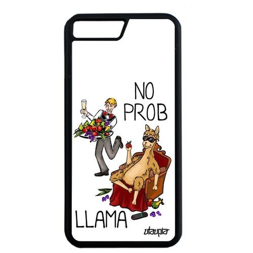 фото Простой чехол для телефона // iphone 8 plus // "no prob lama" комичный супер лама, utaupia, светло-серый