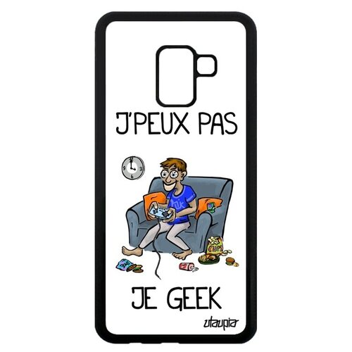 фото Дизайнерский чехол на телефон // galaxy a8 2018 // "не могу - играю!" рисунок геймер, utaupia, белый