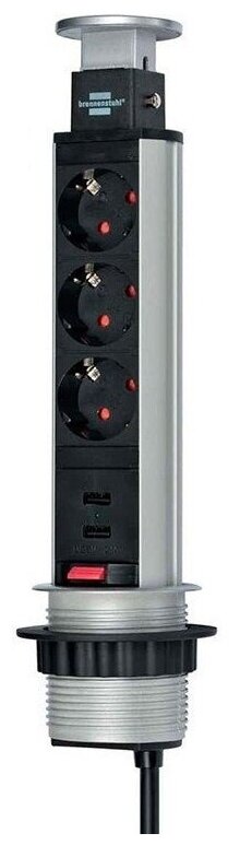 Выдвижные розетки в столешницу удлинитель 2 м Brennenstuhl Tower Power 3 розетки 2 USB 1396200013