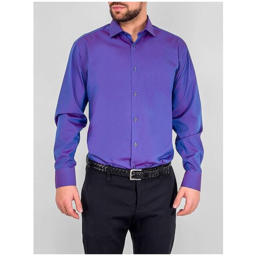 фото Рубашка мужская длинный рукав greg 270/131/5093/h/z, полуприталенный силуэт / regular fit, цвет голубой, рост 174-184, размер ворота 40