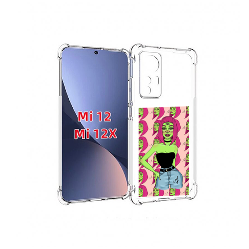 Чехол MyPads зеленая-девушка-с-глазом женский для Xiaomi 12S задняя-панель-накладка-бампер