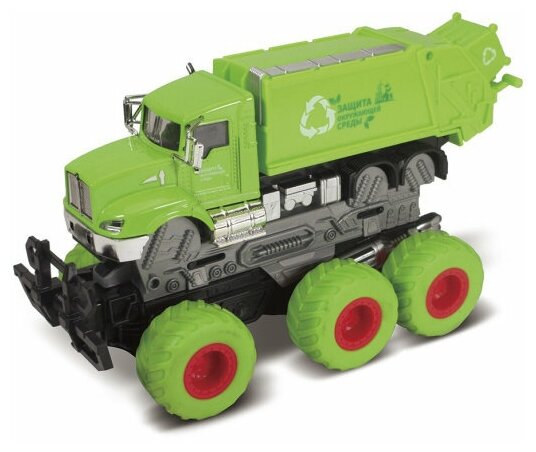 Мусоровоз Funky Toys Die-cast, с краш-эффектом, фрикционный, 6*6, зеленый, 1:43 61088