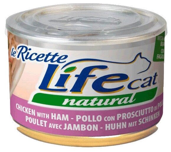 Lifecat chicken with ham 85g - консервы для кошек курица с ветчиной в бульоне 85 гр. 124 (18 шт)