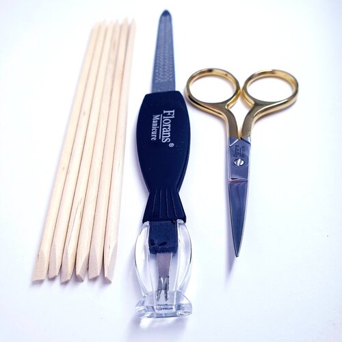 Набор маникюрных инструментов / качественные ногтевые ножницы / апельсиновые палочки / усиленная металлическая пилочка с триммером /маникюрные ножницы