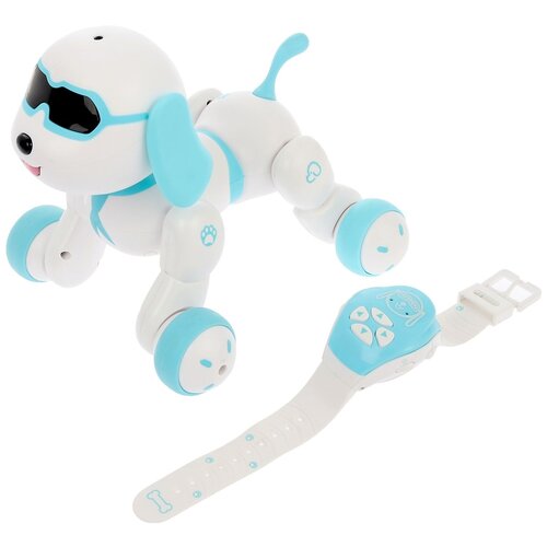 Робот IQ BOT Робот-игрушка радиоуправляемый Собака Charlie, световые и звуковые эффекты, русская озвучка, голубой/белый