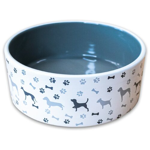 КерамикАрт Миска керамическая для собак рисунком, серая, 350мл