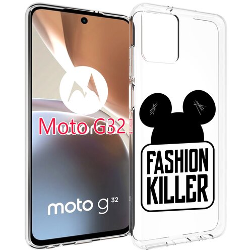 Чехол MyPads силуэт-микки-мауса для Motorola Moto G32 задняя-панель-накладка-бампер