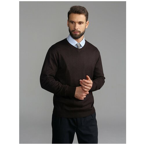 Джемпер мужской GREG G124-DA54 шоколад, Прямой силуэт / Сlassic fit, цвет Коричневый, размер 52