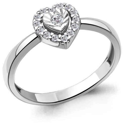 фото Золотое кольцо aquamarine 67363а с фианитом diamant-online