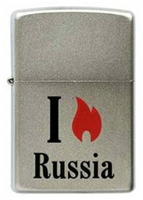 Зажигалка Zippo Flame Russia с покрытием Satin Chrome™, латунь/сталь, серебристая, матовая, 205 Flame Russia