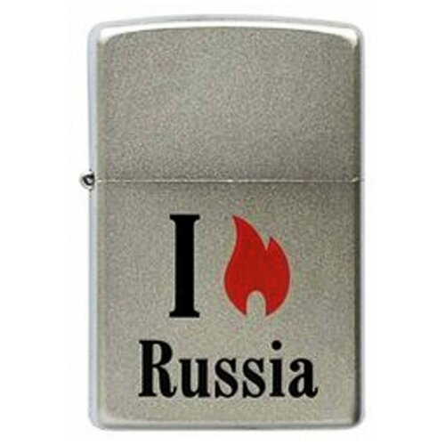 Зажигалка Zippo Flame Russia с покрытием Satin Chrome™, латунь/сталь, серебристая, матовая, 205 Flame Russia зажигалка zippo i love russia