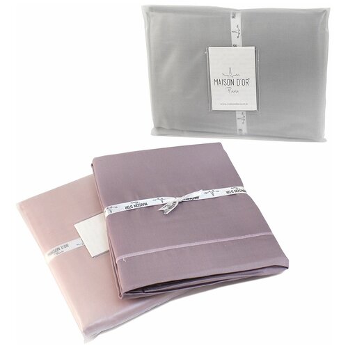 Комплект наволочек из сатина с вышивкой Maison dor (серо-лиловый), Комплект наволочек 50x70 (2шт)