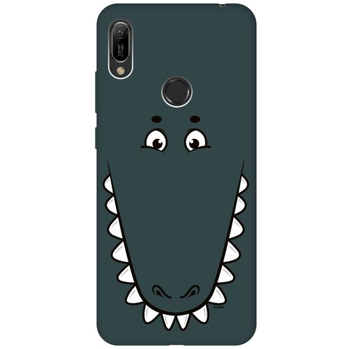 фото Силиконовая чехол-накладка silky touch для huawei y6 (2019) / honor 8a с принтом "minimalistic croco" темно-зеленая gosso