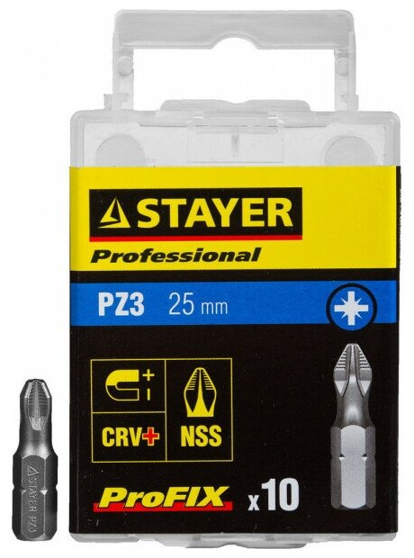 Биты Stayer "PROFESSIONAL", № 3, L=25 мм, 10 шт, 26221-3-25-10_z01