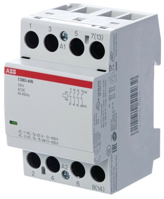 ABB Контактор ESB40-40N-06 модульный (40А АС-1 4НО) катушка 230В AC/DC ABB 1SAE341111R0640