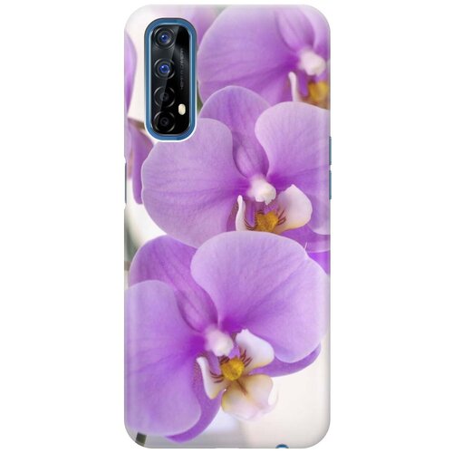 фото Ультратонкий силиконовый чехол-накладка для realme 7 с принтом "сиреневые орхидеи" gosso