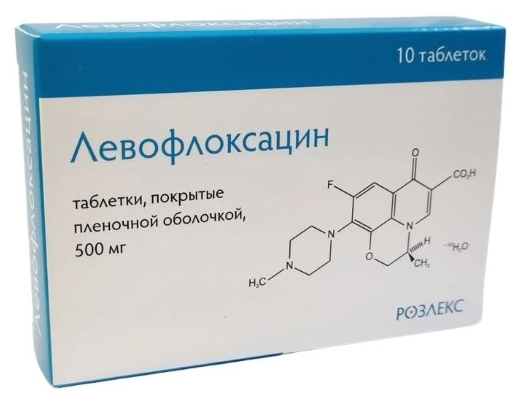 Левофлоксацин таб.п/о плен., 500 мг, 10 шт.