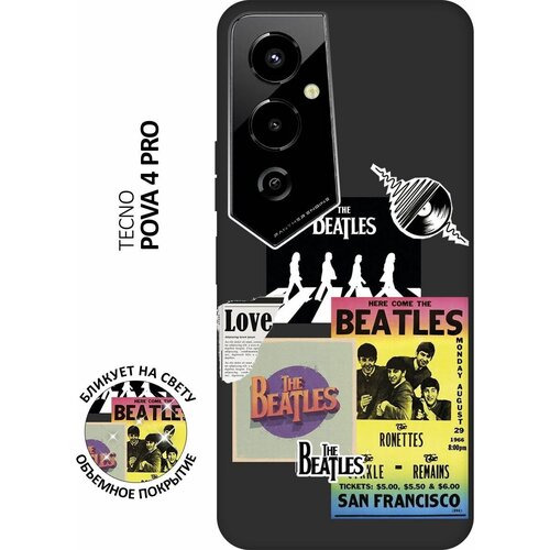 Матовый чехол Beatles Stickers для Tecno Pova 4 Pro / Техно Пова 4 Про с 3D эффектом черный матовый чехол space stickers для tecno pova 4 pro техно пова 4 про с 3d эффектом черный