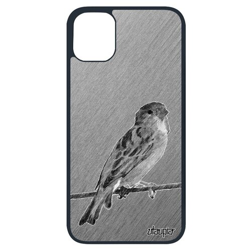 фото Чехол на // apple iphone 11 pro // "воробей" домовый воробушек, utaupia, серый