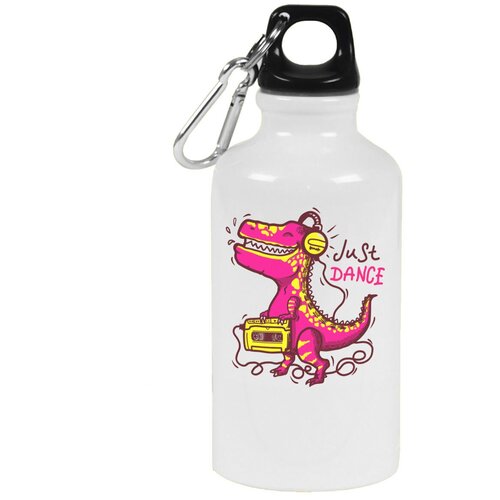 Бутылка с карабином CoolPodarok Прикол. Динозавр с плеером бутылка с карабином coolpodarok фиолетовый динозавр