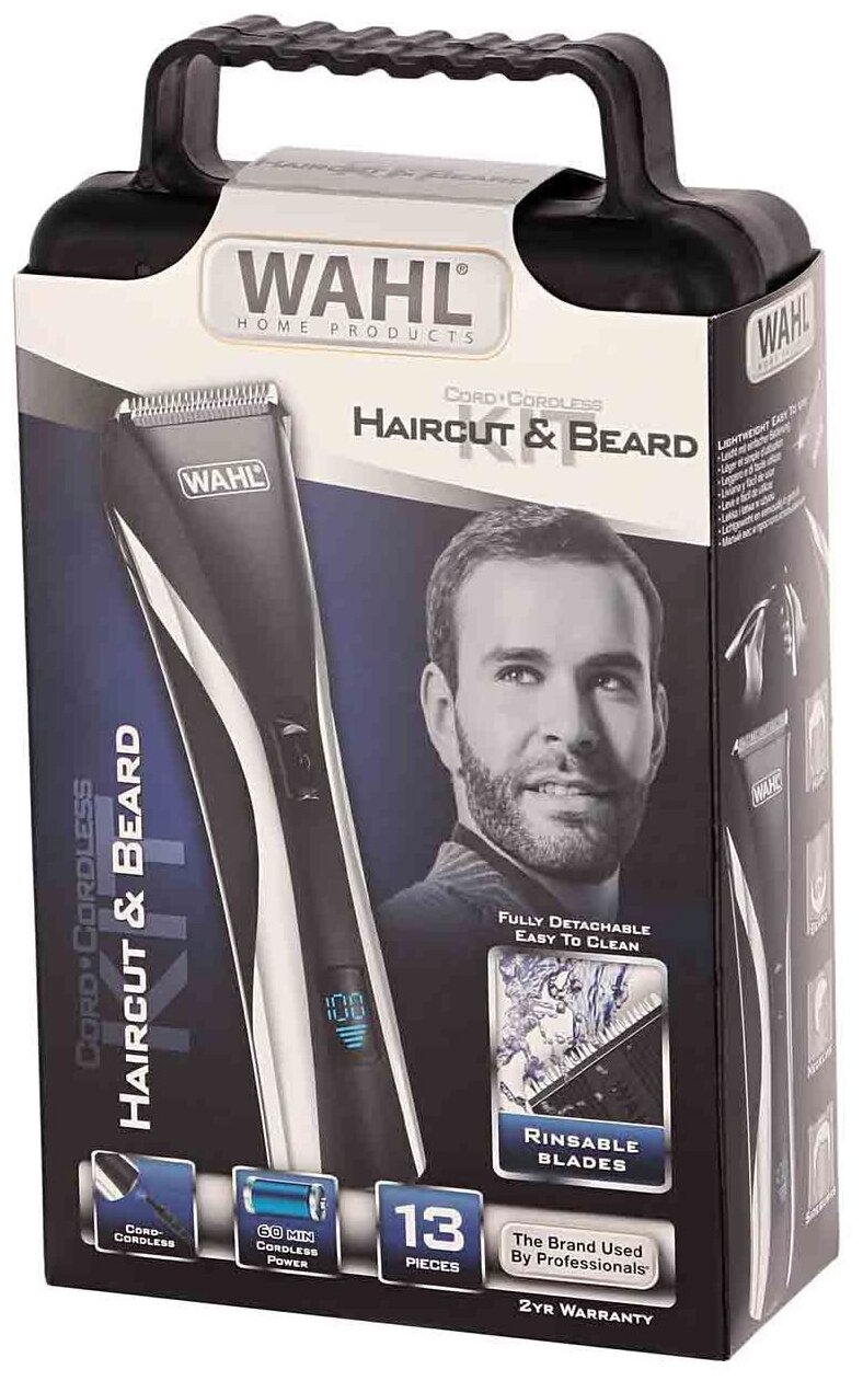 Машинка для стрижки Wahl 9697-1016 Hair & Beard Lcd, черный . - фотография № 5